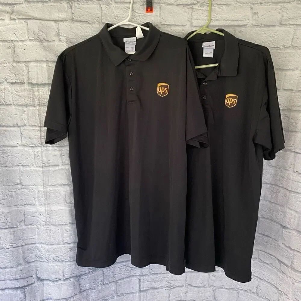 Wear Guard men L 3 button dri wear short sleeve 2 bundle polos black
